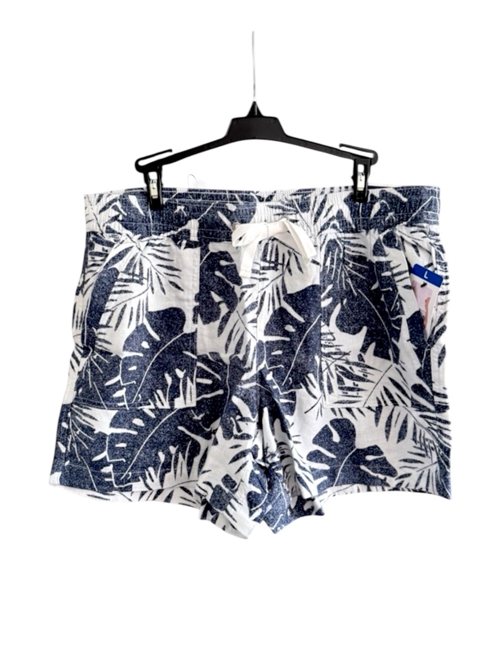 Nautica Womens Tropical Print Linen Shorts Inseam 5”